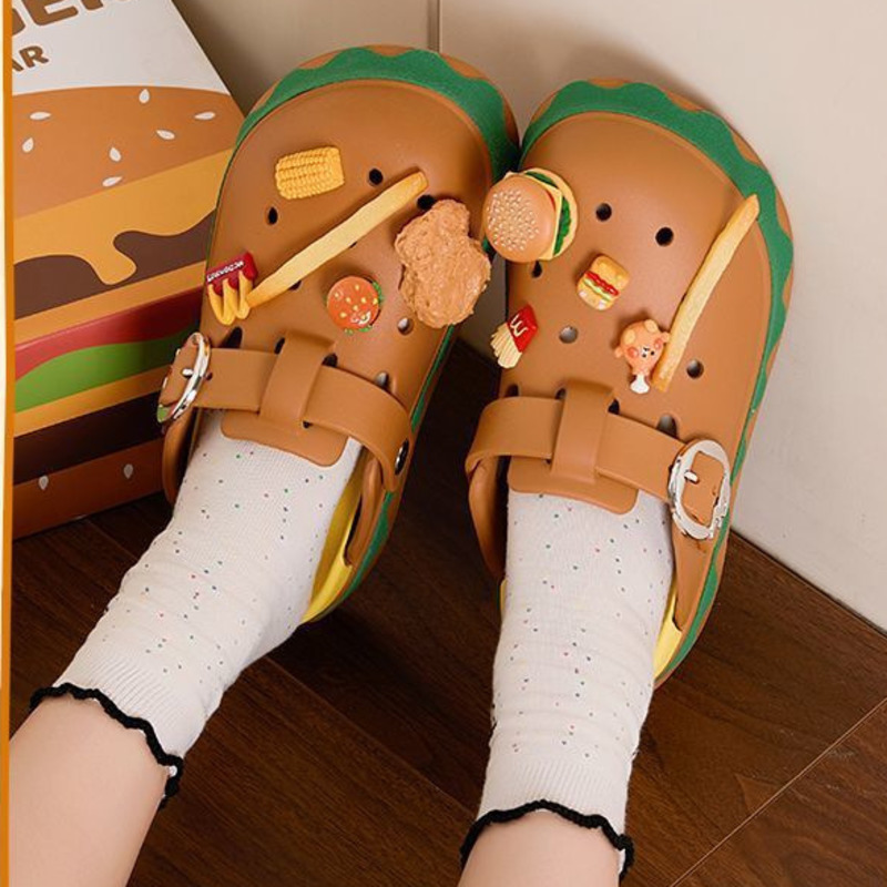 Summer Clothing Wraps - 재미 있은 햄버거 여름 슬리퍼 귀여운