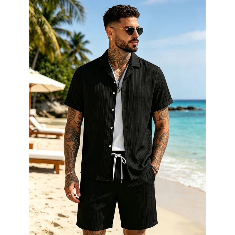 Summer Clothing Sets Men - 2남성용 여름 캐주얼 수트 세트, 쿠반