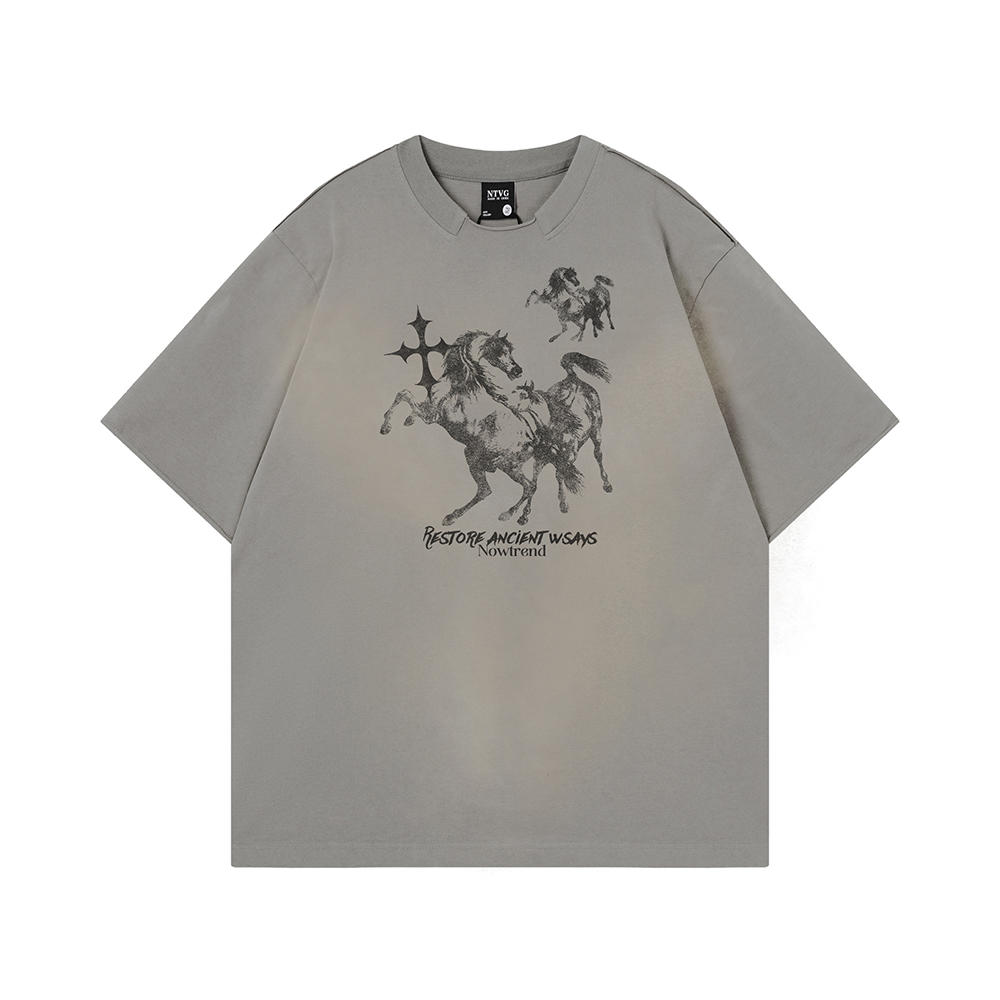 Summer Clothing Trends For Men 2026 - 디스트레스드 워싱 고품질 반팔 티셔츠 Y2K