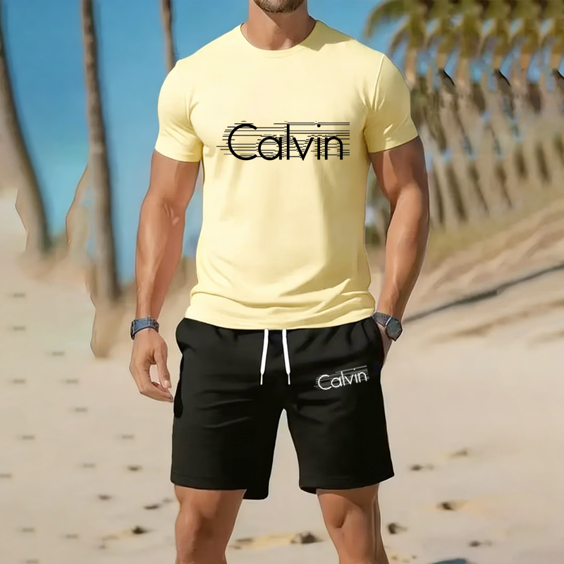 Summer Clothing Discount - 남성용 투피스 스포츠웨어 통기성 메쉬 반팔