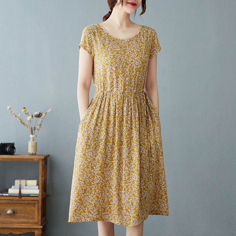 Sundress Midi Floral - 보헤미안 여성 캐주얼 플로럴 롱 드레스,