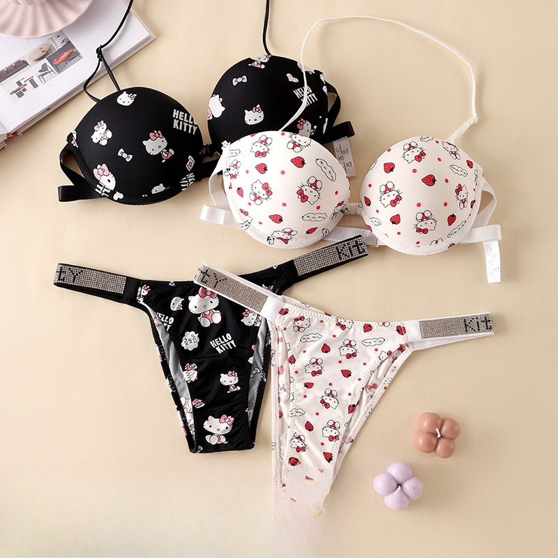 헬로 키티 새로운 만화 무끈 브라 팬티 세트 로우 웨이 - Summer Cloth 리뷰 및 가격