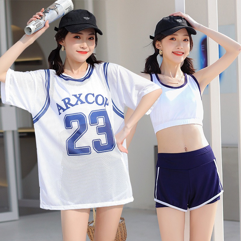 여성용 3피스 수영복 세트, 화이트 메쉬 농구 저지 커 - Swim Cover Up Mesh 리뷰 및 가격