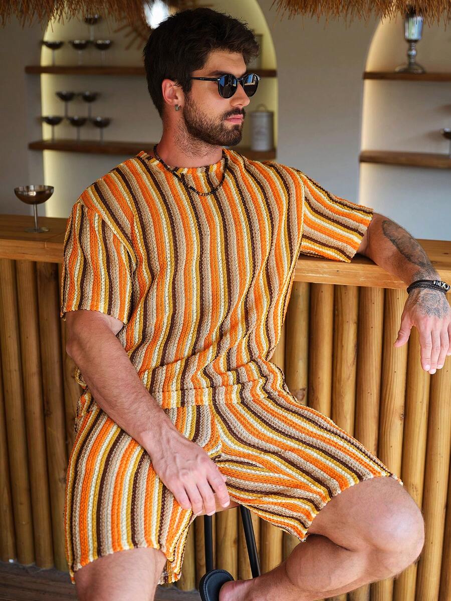 Genlund 남성용 니트 티셔츠 세트, 오렌지색과 노 - Summer Clothing Crochet Patterns 리뷰 및 가격