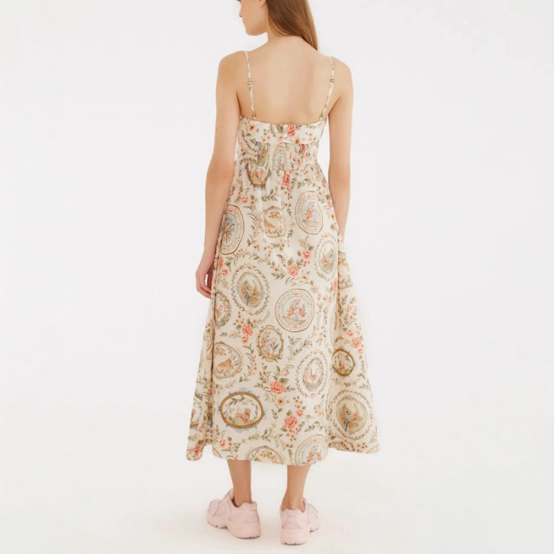 여성용 빈티지 꽃무늬 프린트 스파게티 스트랩 미디 드레 - Sundress Midi Floral 리뷰 및 가격