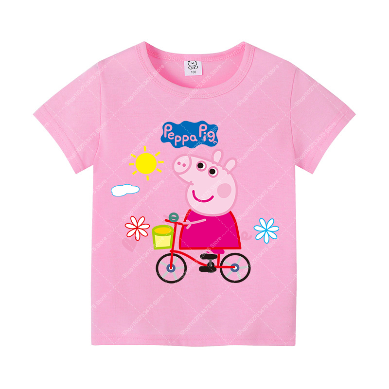 키즈 소녀 귀여운 코튼 티셔츠 여름 의류 만화 페파 피 - Summer Kids Clothing 리뷰 및 가격