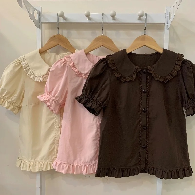 여름 일본 카와이 로리타 셔츠 여성 스위트 퍼프 반소매 - Summer Kids Clothing 리뷰 및 가격