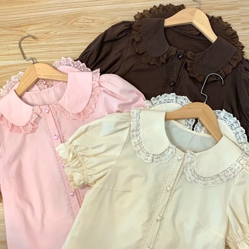 여름 일본 카와이 로리타 셔츠 여성 스위트 퍼프 반소매 - Summer Kids Clothing 리뷰 및 가격