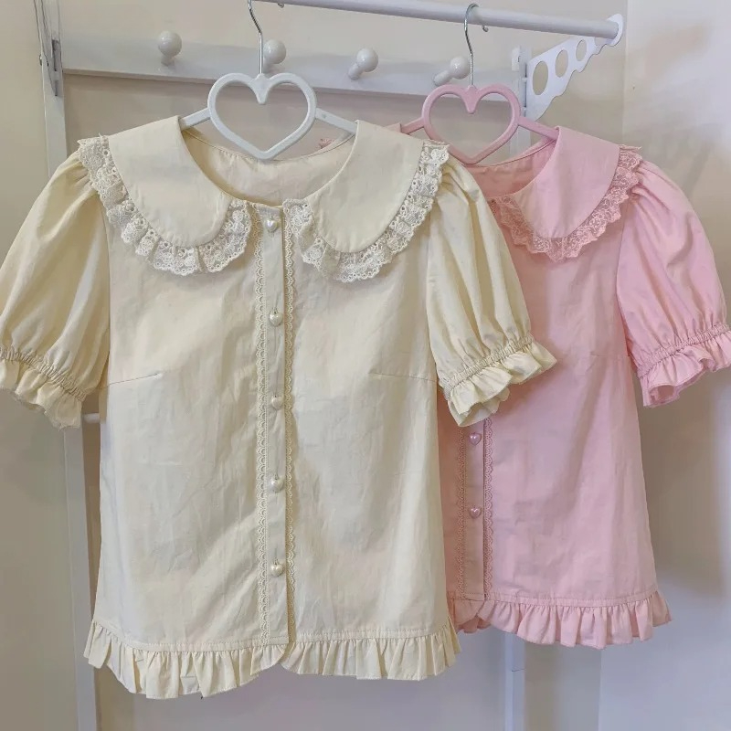 여름 일본 카와이 로리타 셔츠 여성 스위트 퍼프 반소매 - Summer Kids Clothing 리뷰 및 가격