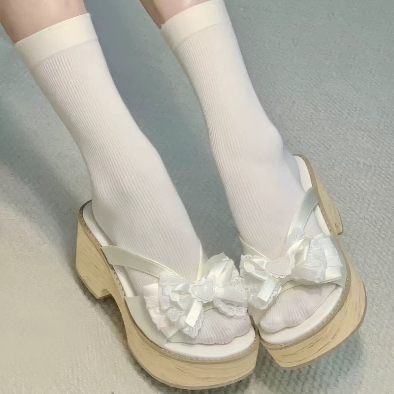 스윗 보우 우드 그레인 두꺼운 바닥 플랫폼 슬리퍼 여성 - Summer Clothing Styles 리뷰 및 가격