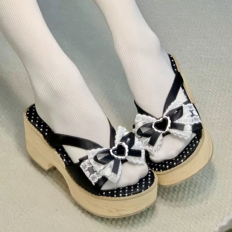 스윗 보우 우드 그레인 두꺼운 바닥 플랫폼 슬리퍼 여성 - Summer Clothing Styles 리뷰 및 가격