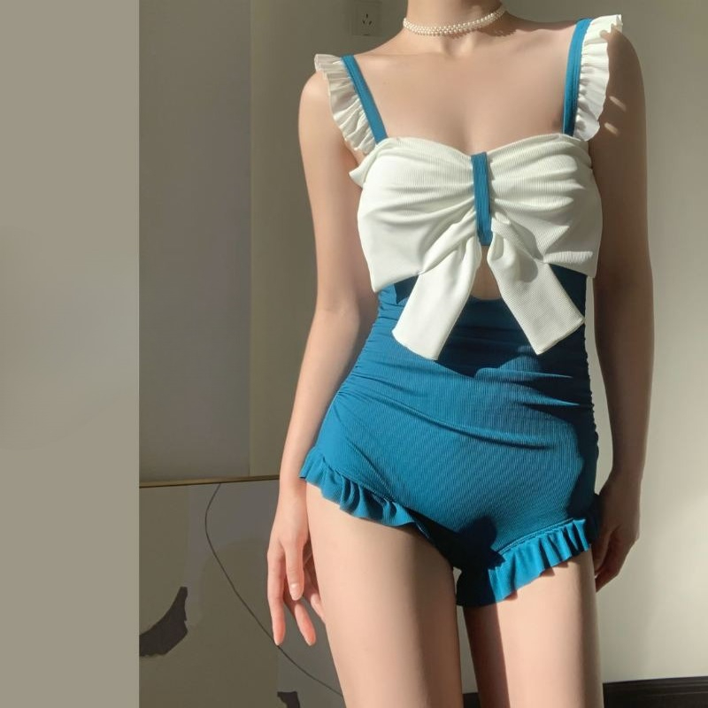 귀여운 리본 디테일 수영복 여성용 우아한 백리스 원피스 - Swimsuit One Piece 리뷰 및 가격