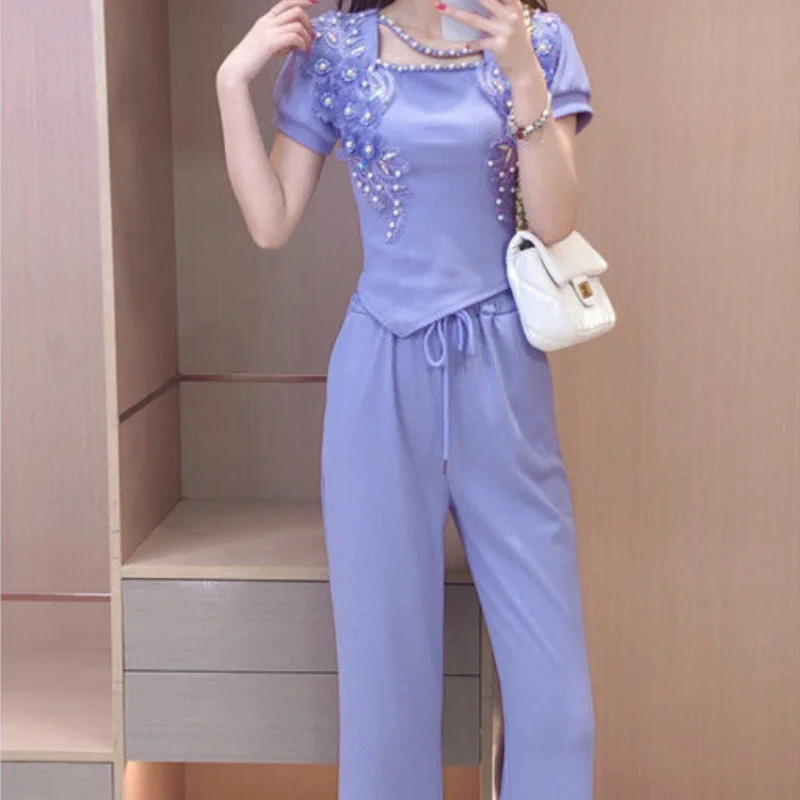 와이드 레그 여성 바지 퍼플 여성 팬츠 투피스 세트 한 - Summer Clothing Trends 2025 Women'S 리뷰 및 가격