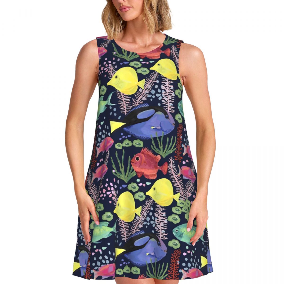 바다 물고기 탱크 드레스 화려한 바다 민소매 우아한 드 - Summer Clothing Ideas For Women 리뷰 및 가격