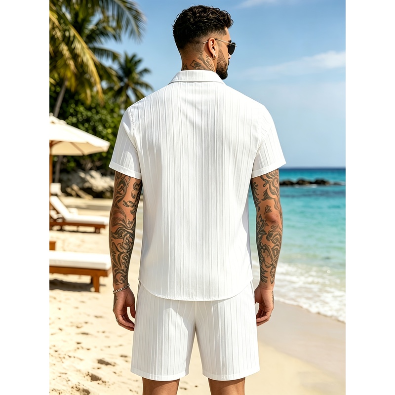 2남성용 여름 캐주얼 수트 세트, 쿠반 칼라 셔츠+루즈 - Summer Clothing Sets Men 리뷰 및 가격