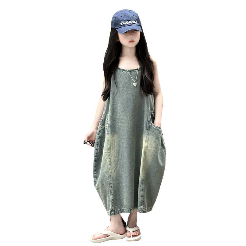 빈티지 블루 어린이 소녀 고품질 민소매 데님 드레스 s - Summer Kids Clothing 리뷰 및 가격