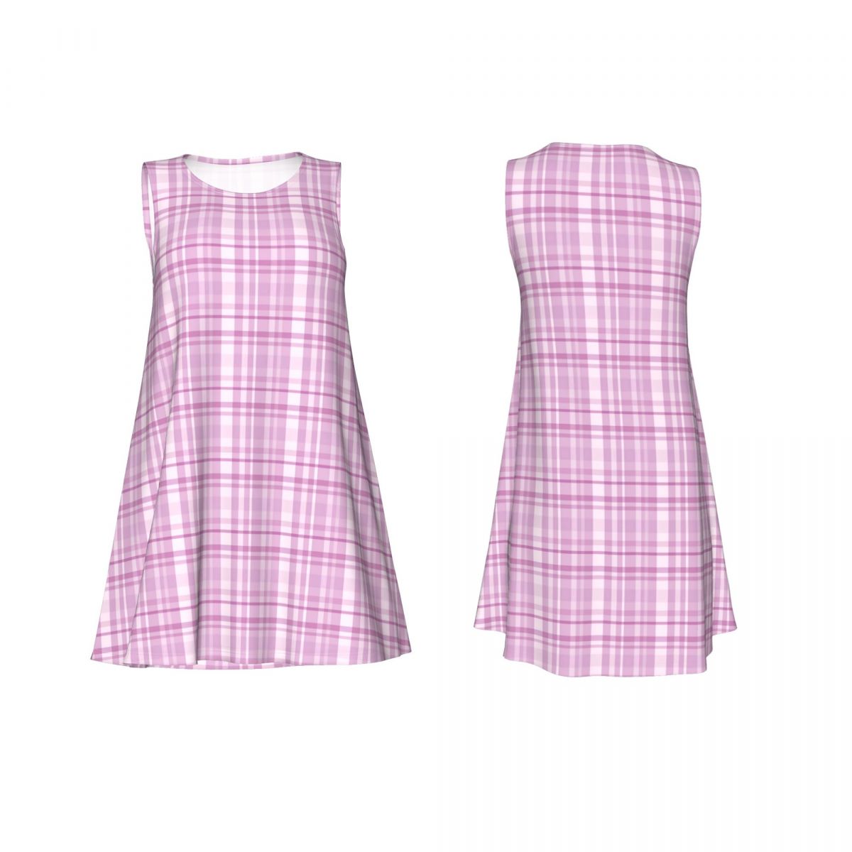 보라색 격자 무늬 캐주얼 드레스 핑크 라인 프린트 민소 - Summer Clothing Ideas For Women 리뷰 및 가격