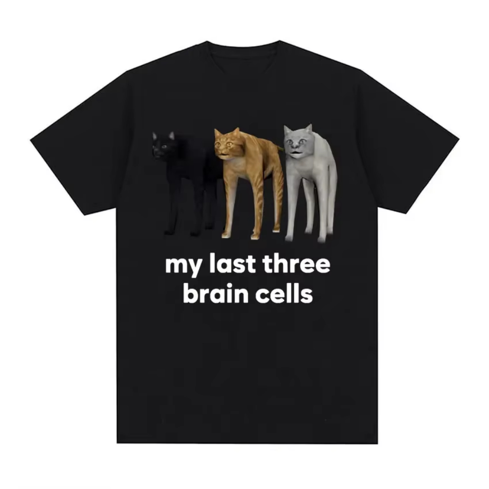 내 마지막 세 뇌 세포 재미 있은 고양이 Meme 티셔 - Summer Clothing Discount 리뷰 및 가격