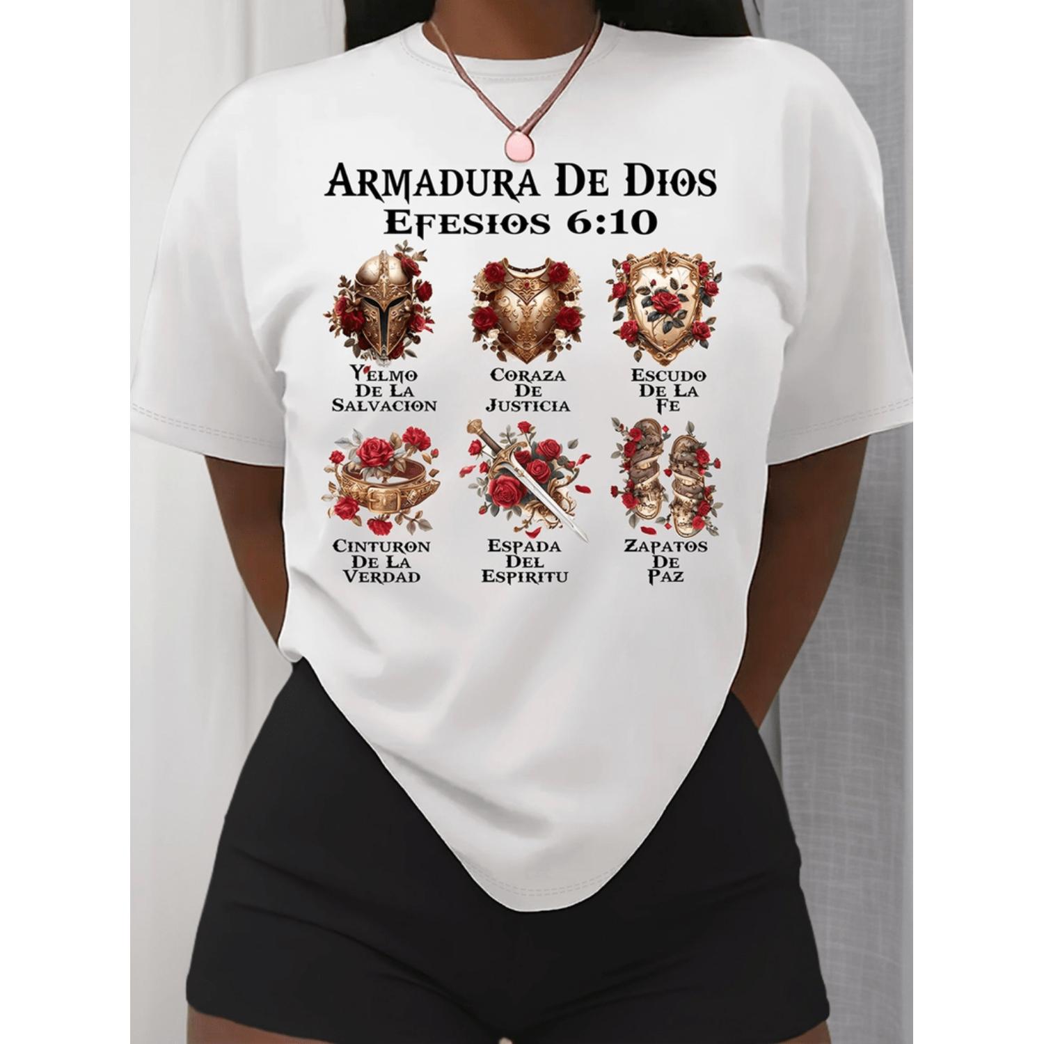 여성 캐주얼 반팔 티셔츠 흰색 종교적 스페인어 성경 구 - Summer Clothing In Spanish 리뷰 및 가격