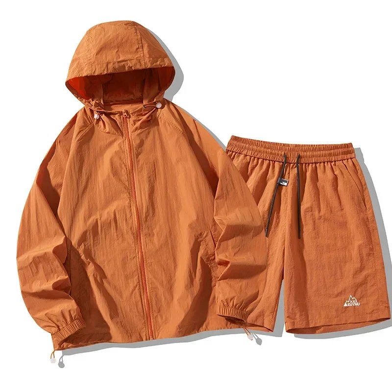 아이스 실크 야외 자외선 차단 의류 세트 모자 얇고 통 - Summer Clothing Sets Men 리뷰 및 가격